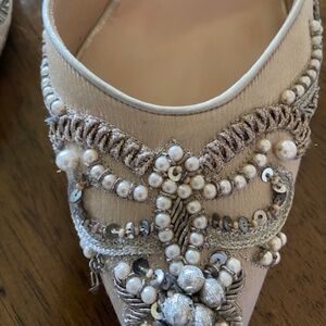 Oscar de la Renta beaded dressy sling back heels